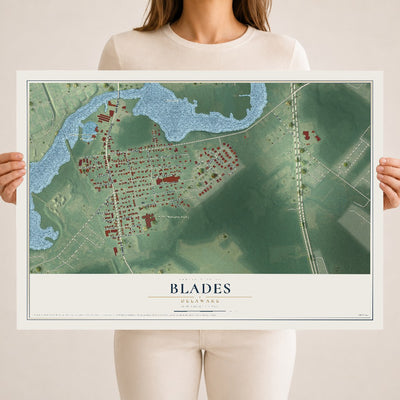 Map of Blades, Delaware, 18 x 24 inch unframed archival matte print