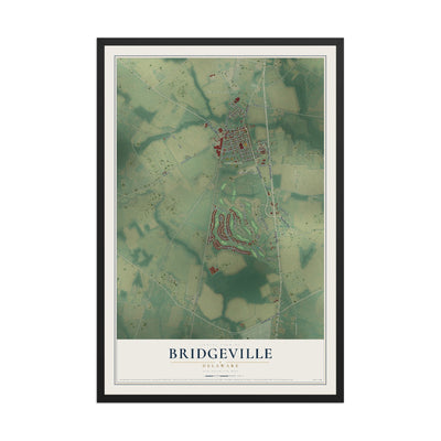 Map of Bridgeville, Delaware, 12 x 18 inch print in a black wood frame