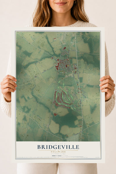 Map of Bridgeville, Delaware, 18 x 24 inch unframed archival matte print