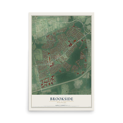 Map of Brookside, Delaware, 12 x 18 inch unframed archival matte print