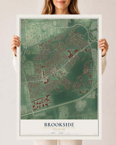 Map of Brookside, Delaware, 24 x 36 inch unframed archival matte print