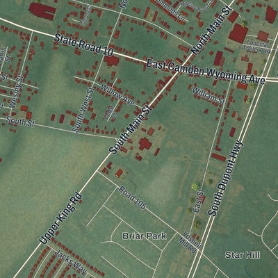 Second close-up of the map of Camden, Delaware print showing more streets and buildings