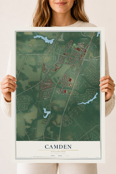Map of Camden, Delaware, 18 x 24 inch unframed archival matte print