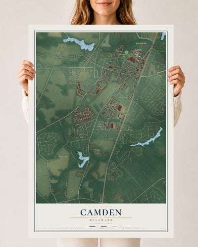 Map of Camden, Delaware, 24 x 36 inch unframed archival matte print
