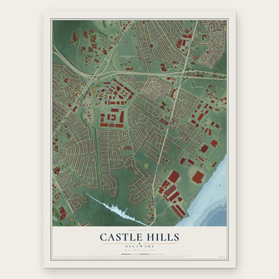 Castle Hills, Delaware map print, the full design