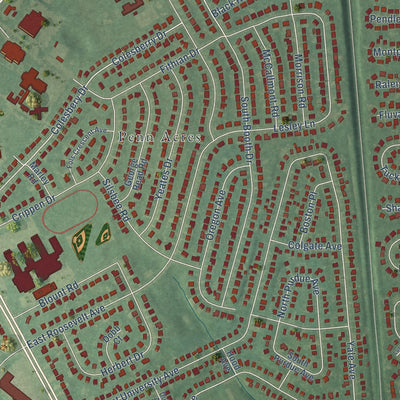 Close-up of the map of Castle Hills, Delaware print showing street and building detail