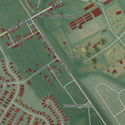 Close-up of the map of Cheswold, Delaware print showing street and building detail