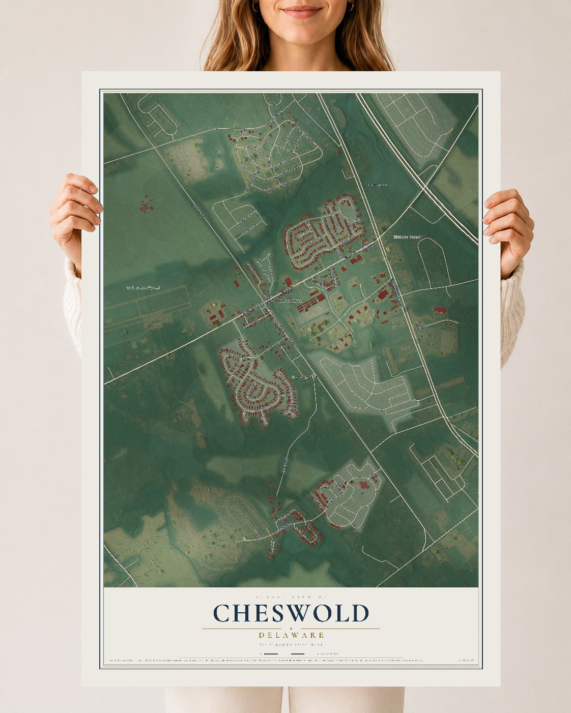 Map of Cheswold, Delaware, 24 x 36 inch unframed archival matte print
