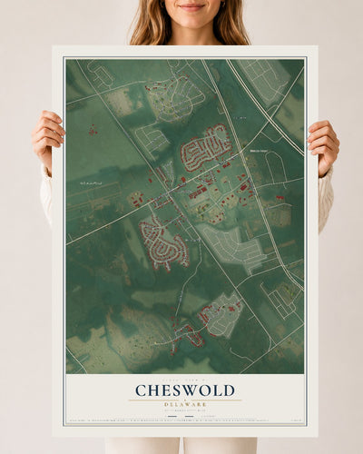 Map of Cheswold, Delaware, 24 x 36 inch unframed archival matte print