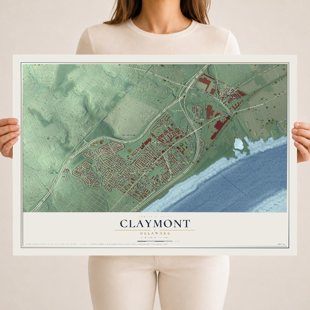 Map of Claymont, Delaware, 18 x 24 inch unframed archival matte print