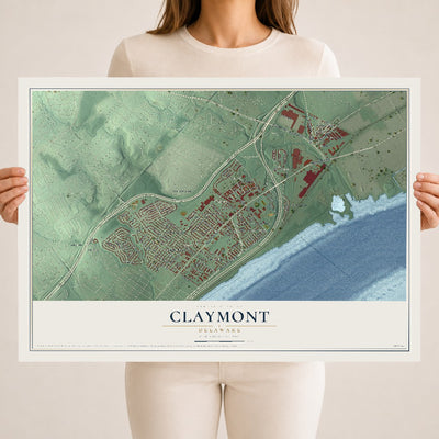 Map of Claymont, Delaware, 18 x 24 inch unframed archival matte print