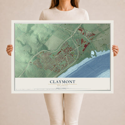 Map of Claymont, Delaware, 24 x 36 inch unframed archival matte print