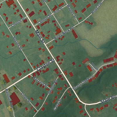 Close-up of the map of Dagsboro, Delaware print showing street and building detail