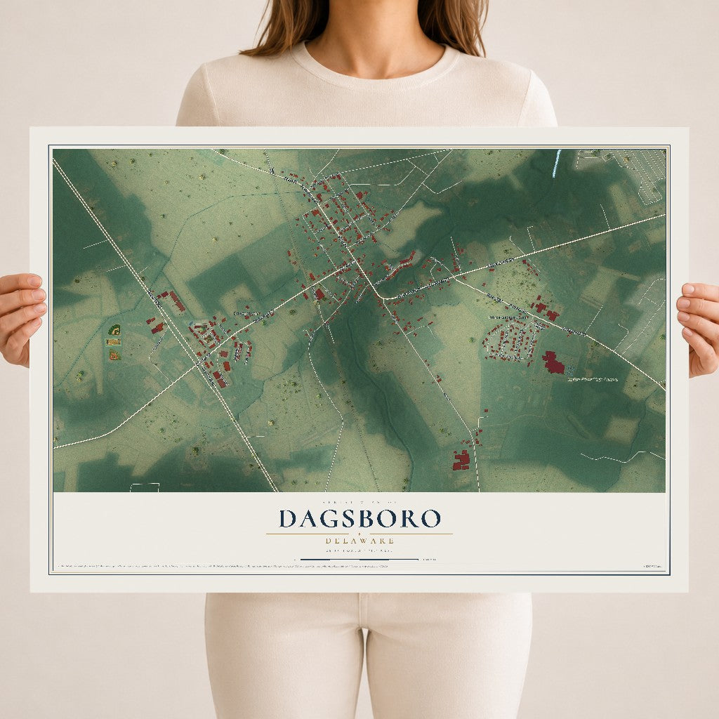 Map of Dagsboro, Delaware, 18 x 24 inch unframed archival matte print