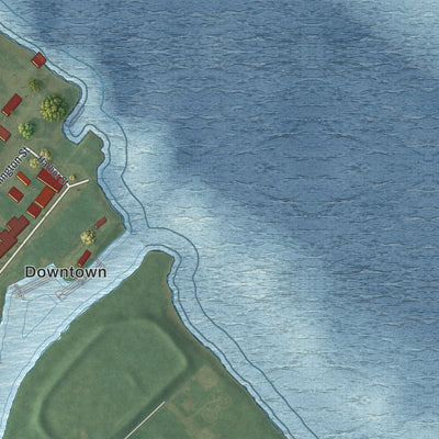 Second close-up of the map of Delaware City, Delaware print showing more streets and buildings