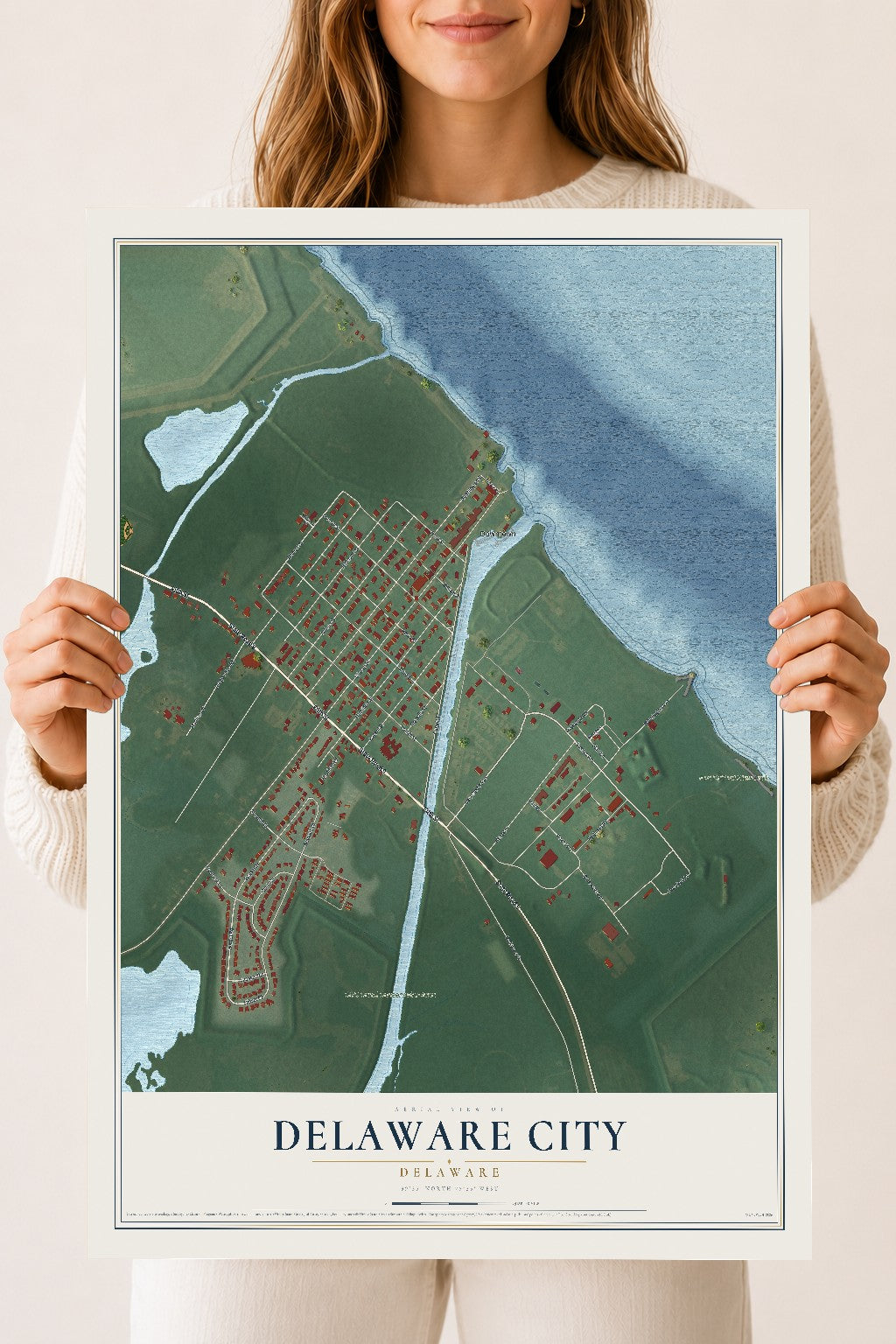 Map of Delaware City, Delaware, 18 x 24 inch unframed archival matte print