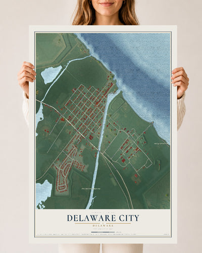 Map of Delaware City, Delaware, 24 x 36 inch unframed archival matte print