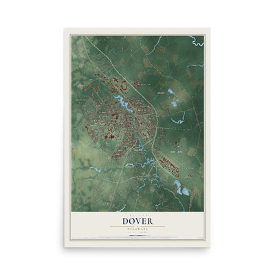 Map of Dover, Delaware, 12 x 18 inch unframed archival matte print
