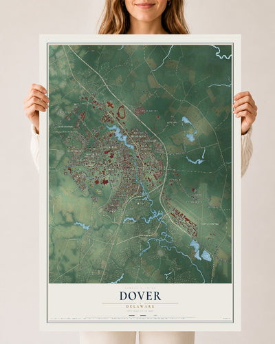 Map of Dover, Delaware, 24 x 36 inch unframed archival matte print