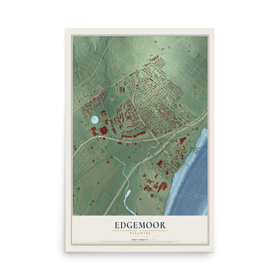 Map of Edgemoor, Delaware, 12 x 18 inch unframed archival matte print