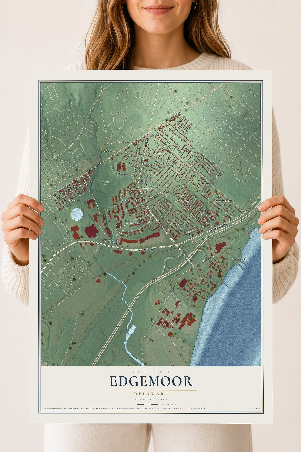 Map of Edgemoor, Delaware, 18 x 24 inch unframed archival matte print