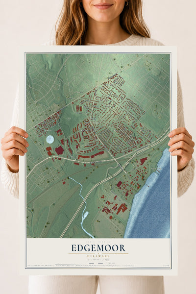 Map of Edgemoor, Delaware, 18 x 24 inch unframed archival matte print