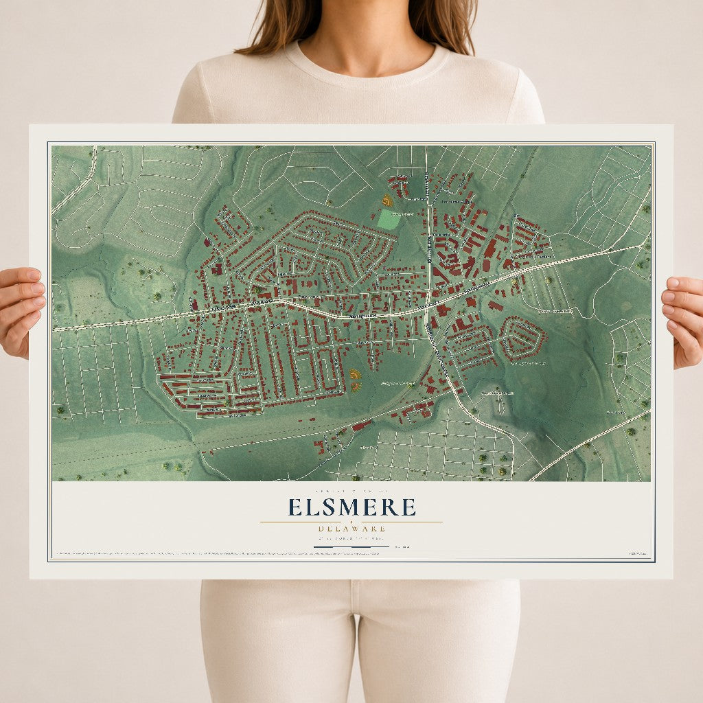 Map of Elsmere, Delaware, 18 x 24 inch unframed archival matte print