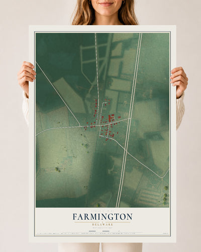Map of Farmington, Delaware, 24 x 36 inch unframed archival matte print