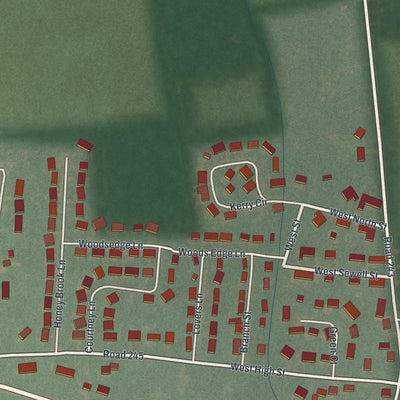 Second close-up of the map of Felton, Delaware print showing more streets and buildings