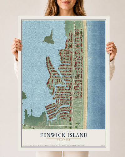 Map of Fenwick Island, Delaware, 24 x 36 inch unframed archival matte print