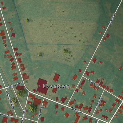 Close-up of the map of Frankford, Delaware print showing street and building detail