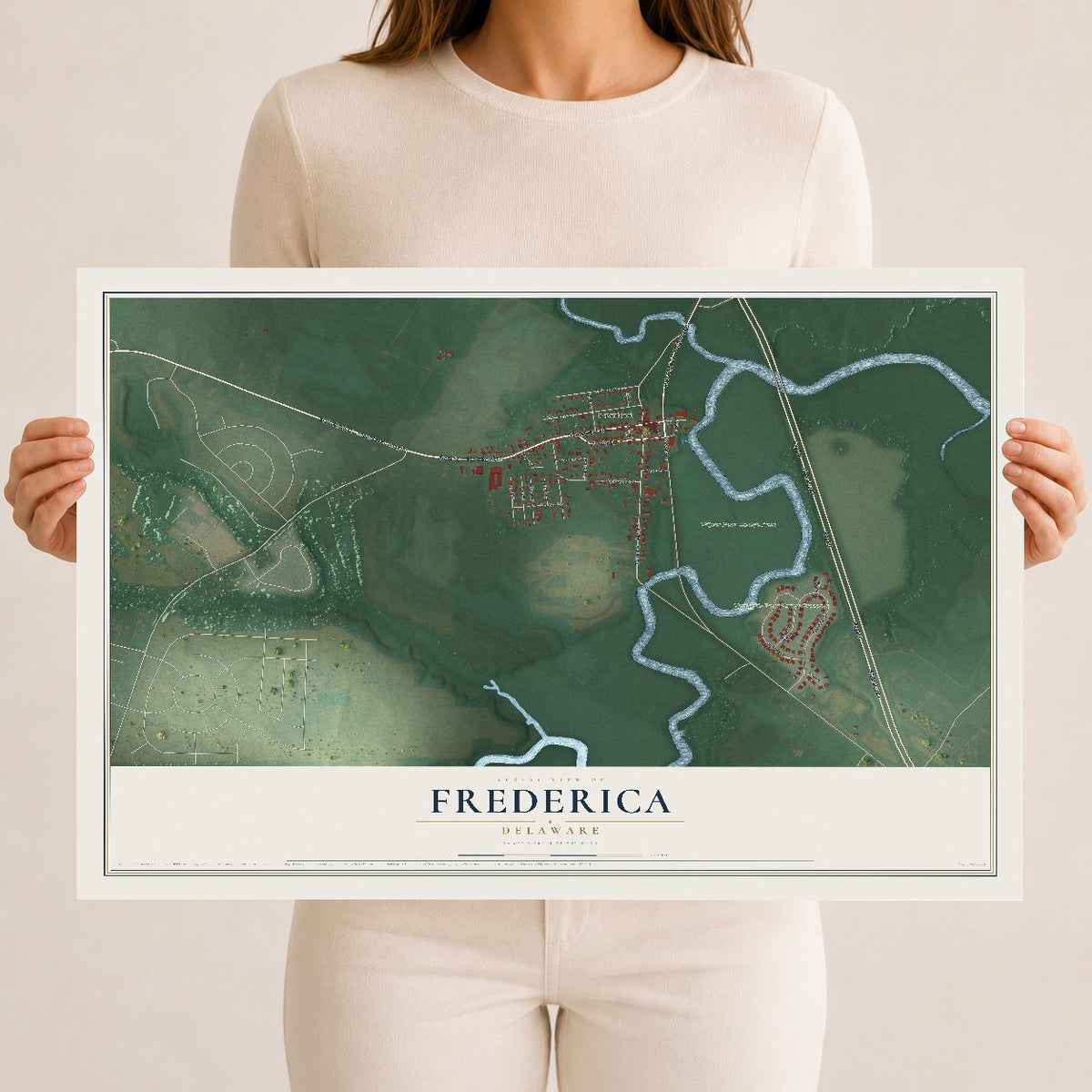 Map of Frederica, Delaware, 12 x 18 inch unframed archival matte print