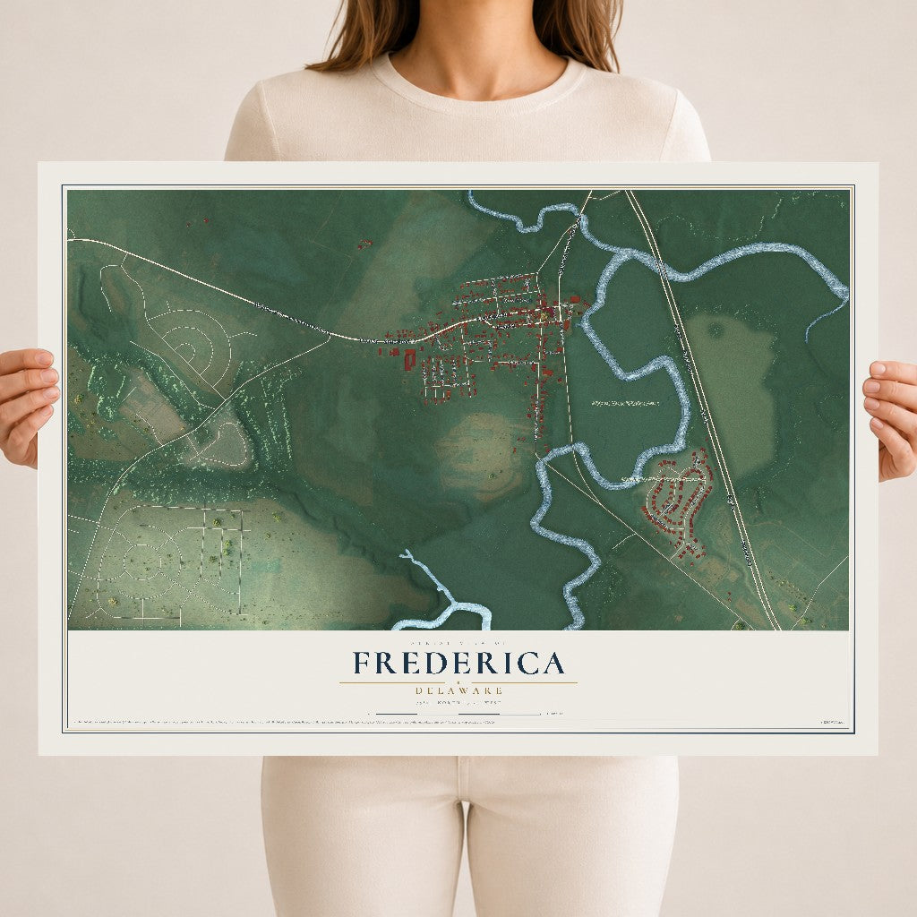 Map of Frederica, Delaware, 18 x 24 inch unframed archival matte print