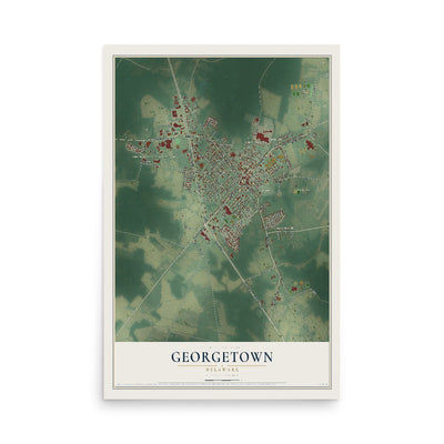 Map of Georgetown, Delaware, 12 x 18 inch unframed archival matte print