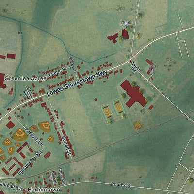Second close-up of the map of Georgetown, Delaware print showing more streets and buildings