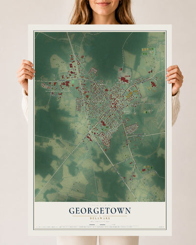 Map of Georgetown, Delaware, 24 x 36 inch unframed archival matte print