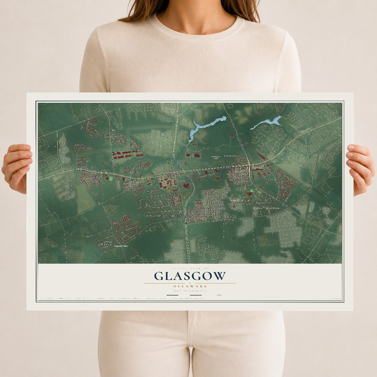 Map of Glasgow, Delaware, 12 x 18 inch unframed archival matte print
