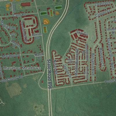 Second close-up of the map of Glasgow, Delaware print showing more streets and buildings