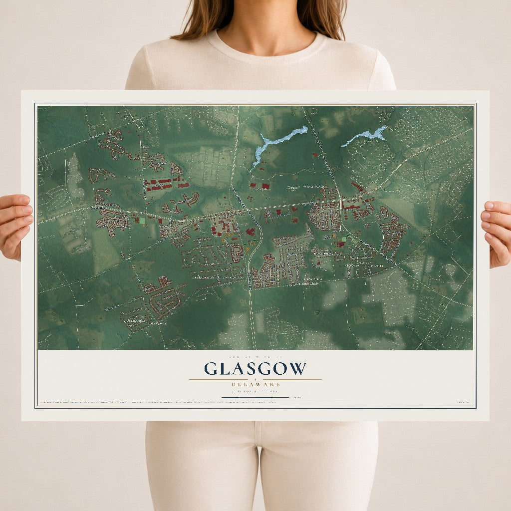 Map of Glasgow, Delaware, 18 x 24 inch unframed archival matte print