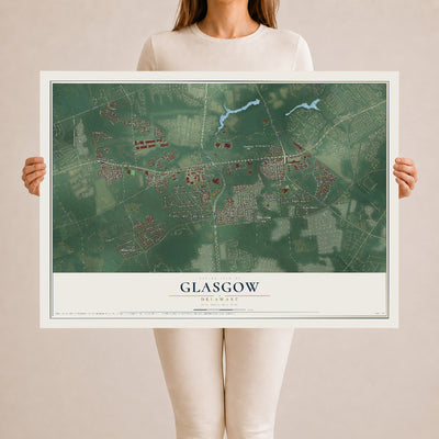 Map of Glasgow, Delaware, 24 x 36 inch unframed archival matte print