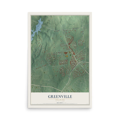 Map of Greenville, Delaware, 12 x 18 inch unframed archival matte print