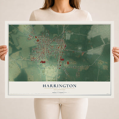 Map of Harrington, Delaware, 18 x 24 inch unframed archival matte print