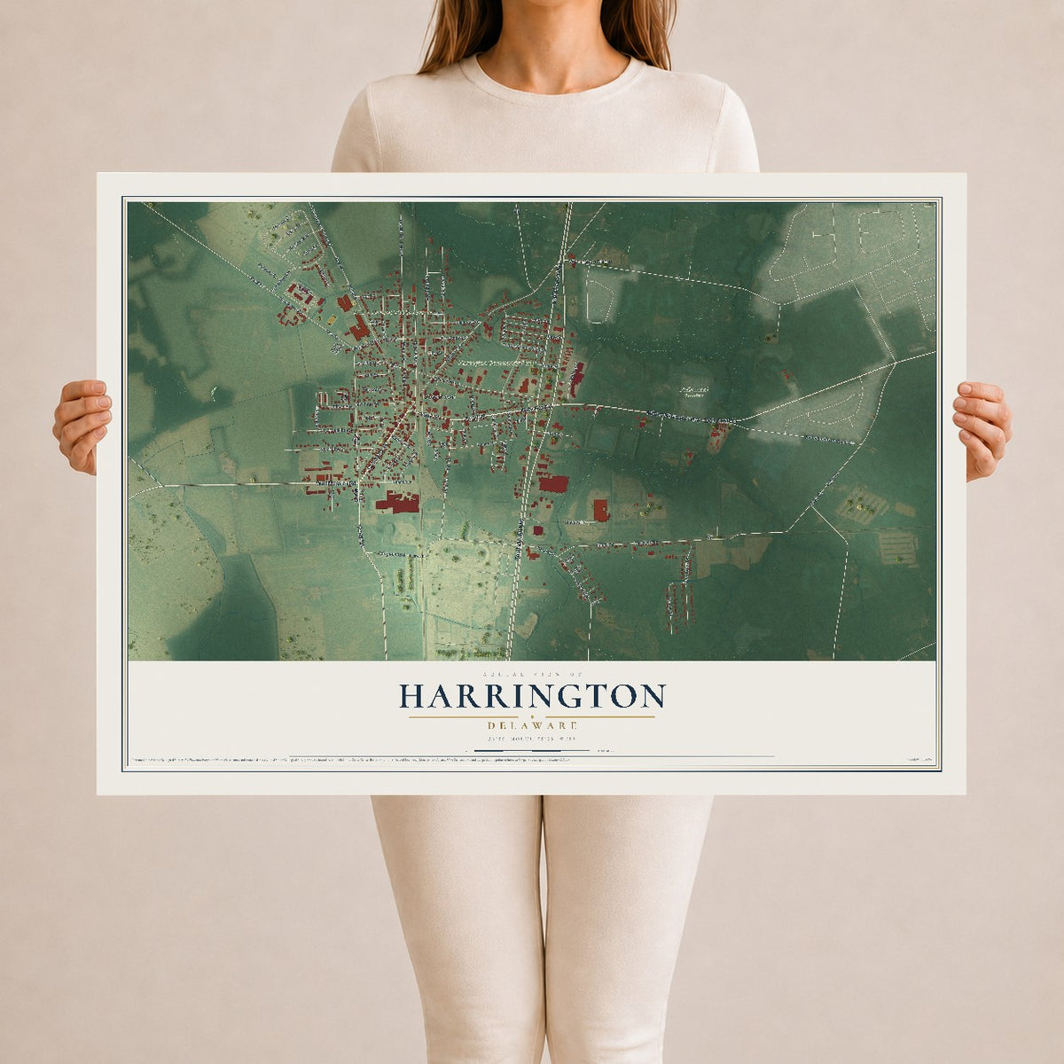 Map of Harrington, Delaware, 24 x 36 inch unframed archival matte print