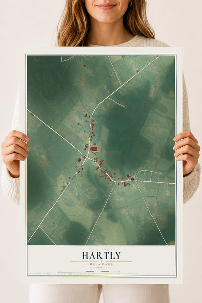 Map of Hartly, Delaware, 18 x 24 inch unframed archival matte print