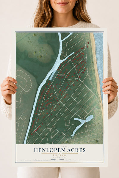 Map of Henlopen Acres, Delaware, 18 x 24 inch unframed archival matte print