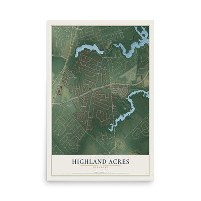 Map of Highland Acres, Delaware, 12 x 18 inch unframed archival matte print