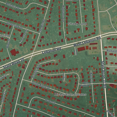 Close-up of the map of Highland Acres, Delaware print showing street and building detail