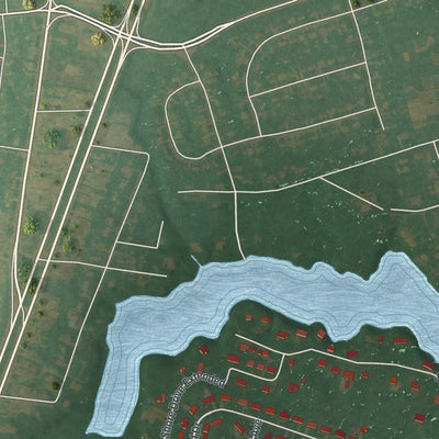 Second close-up of the map of Highland Acres, Delaware print showing more streets and buildings