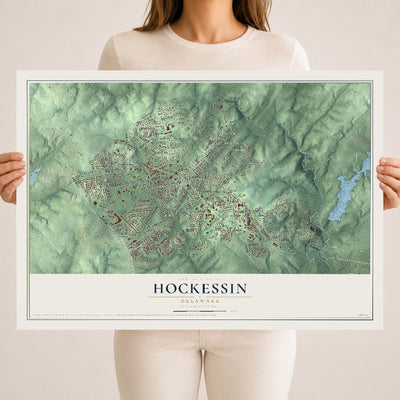 Map of Hockessin, Delaware, 18 x 24 inch unframed archival matte print