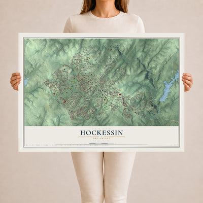 Map of Hockessin, Delaware, 24 x 36 inch unframed archival matte print